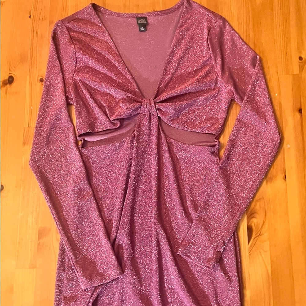 Sparkle Pink Cut Out Midi Dress